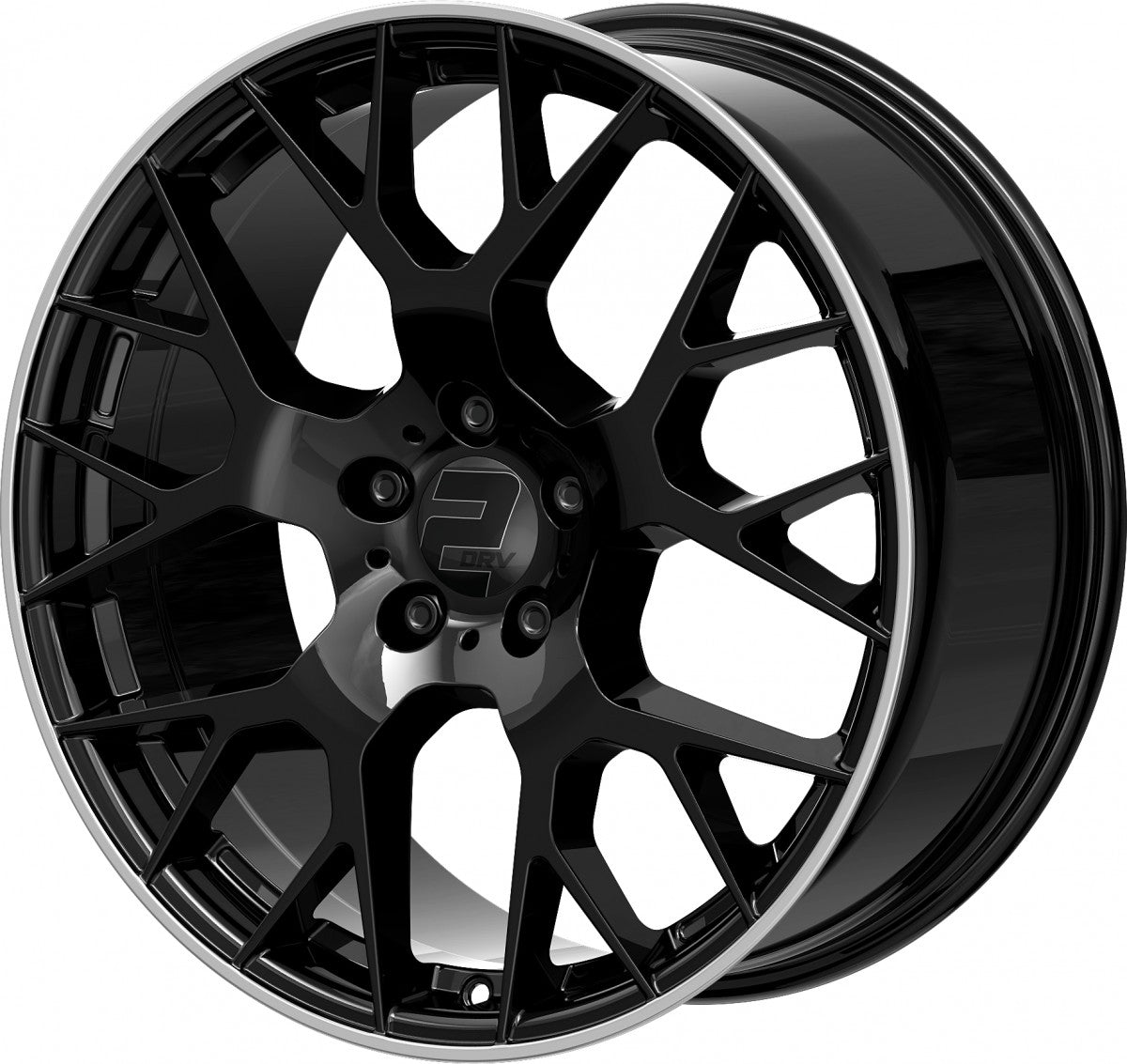 2DRV WH47 schwarz glänzend lackiert mit hochglanzpoliertem Felgenbett 8.5x19 ET40 - LK5/112 ML66.6