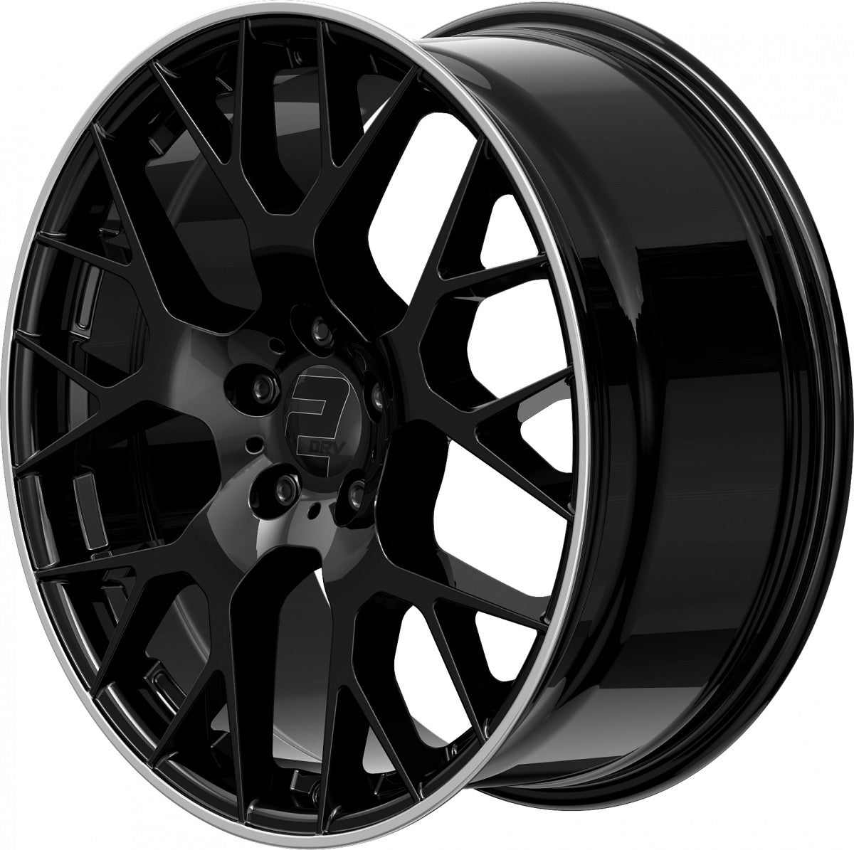 2DRV WH47 schwarz glänzend lackiert mit hochglanzpoliertem Felgenbett 8.5x19 ET40 - LK5/112 ML66.6