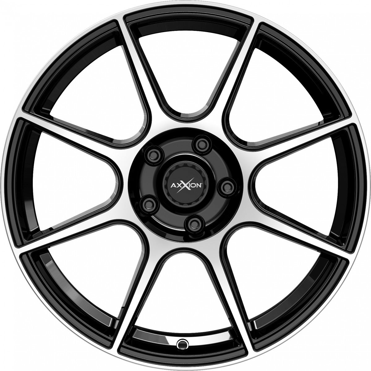 Axxion X2 schwarz hochglanzpoliert Alufelge 7x17 Zoll ET25 LK 4x108 ML72.6 – Bild 2