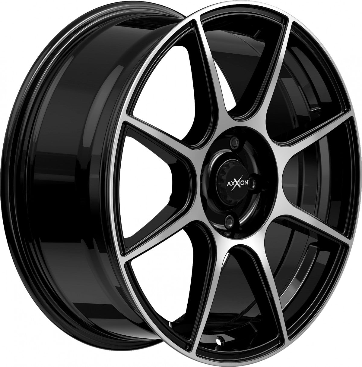 Axxion X2 schwarz hochglanzpoliert Alufelge 7x17 Zoll ET25 LK 4x108 ML72.6 – Bild 4