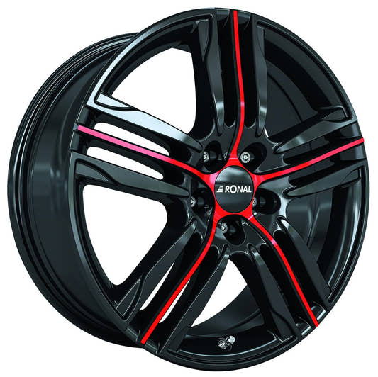 Ronal R57 jetblack-red spoke Alufelge 7.5x19 Zoll ET40 LK 5x105 ML56.62