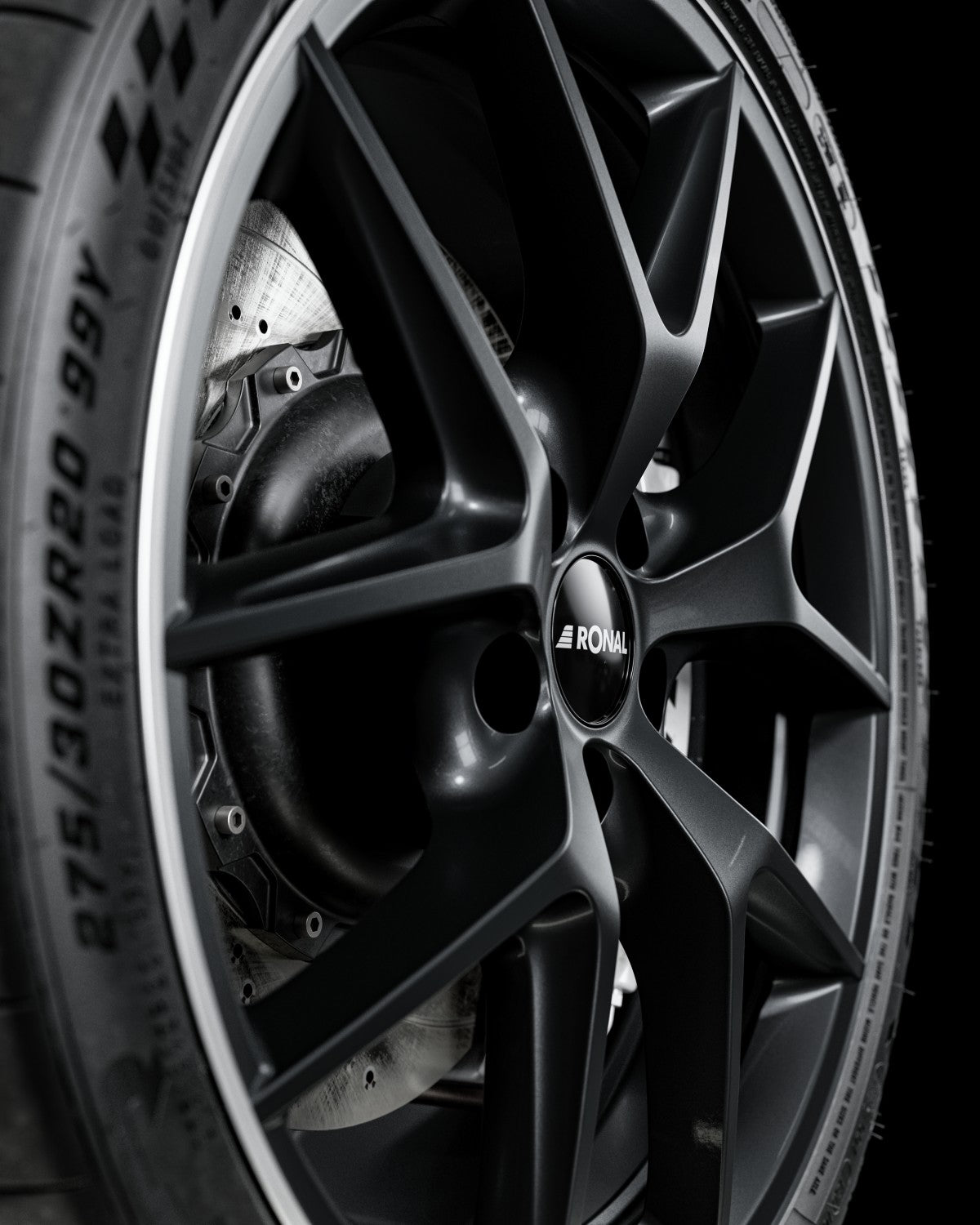 Ronal R75 jetblack-matt-hornkopiert 8x19 ET48.1 - LK5/112 ML66.5