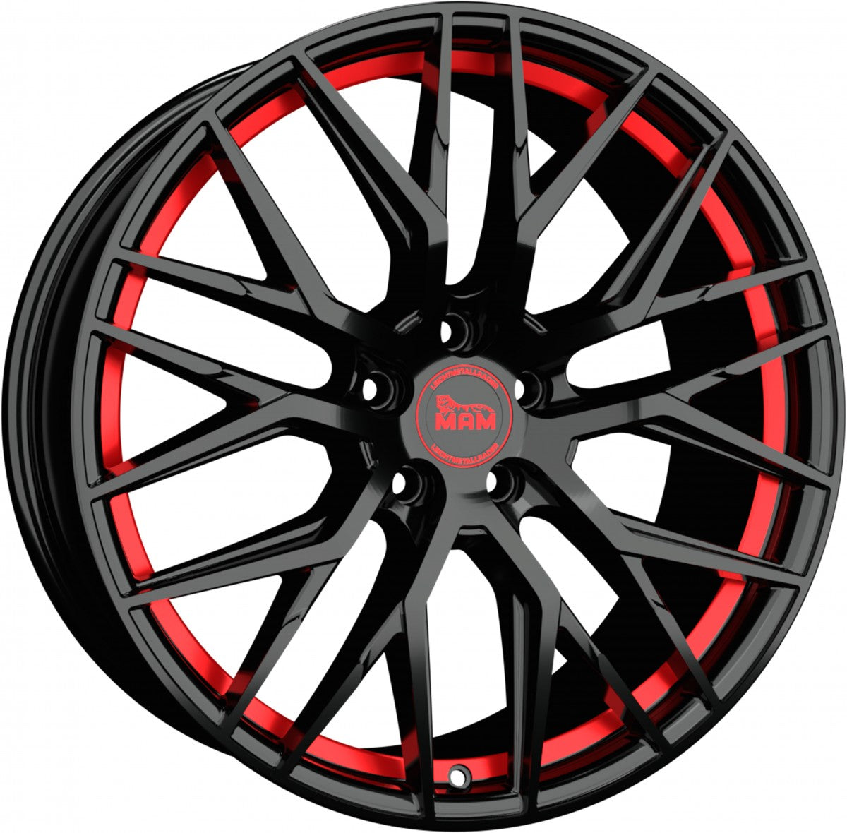 MAM RS4 black painted red inside 8.5x20 ET45 - LK5/108 ML72.6