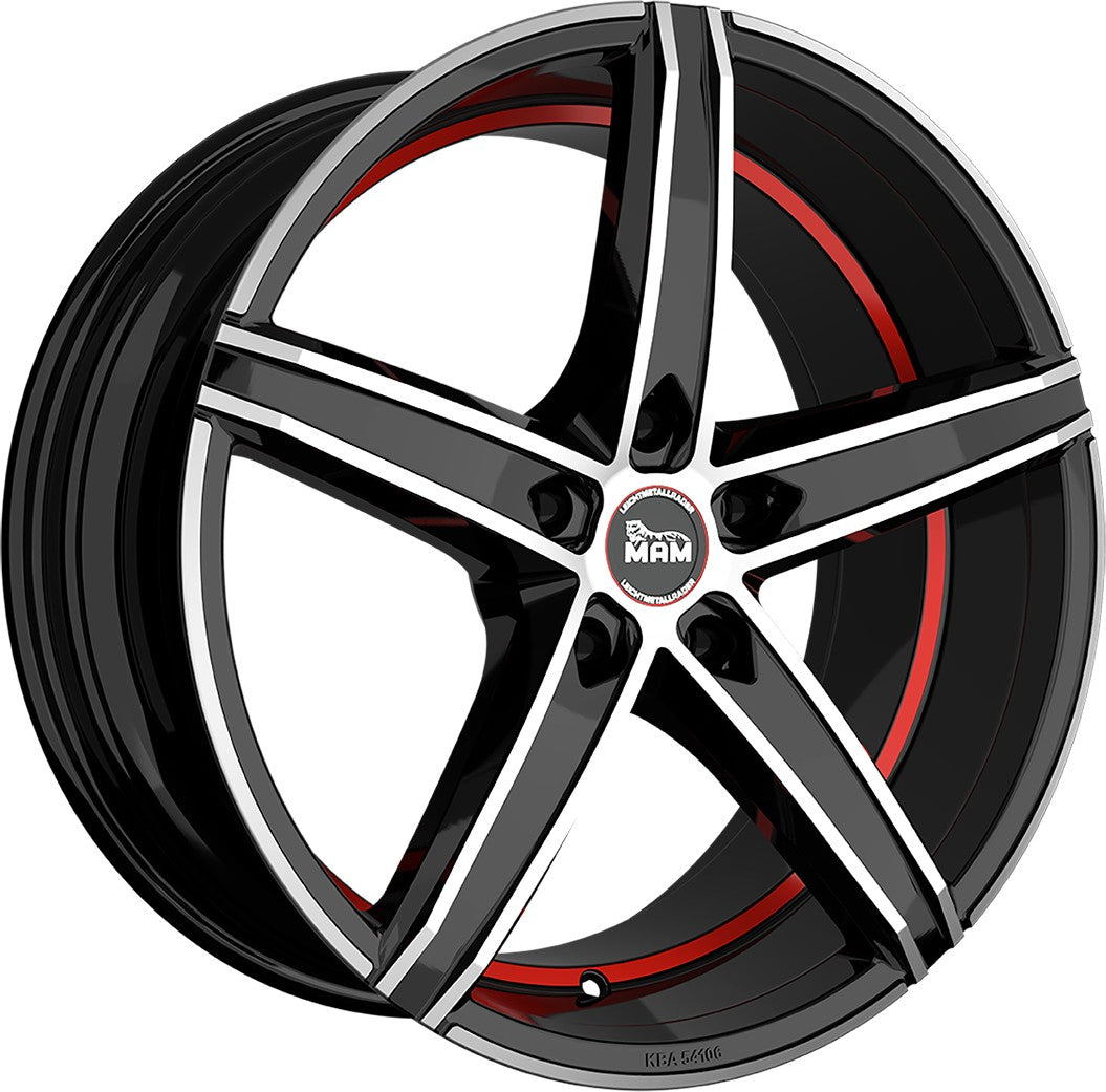 MAM OX-18 black front polish red inside 8.5x19 ET45 - LK5/114.3 ML72.6