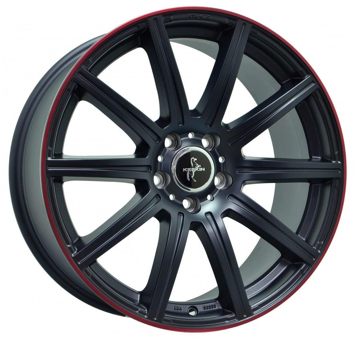 Keskin KT16 Dynamic matt black lip red 9.5x19 ET45 - LK5/112 ML66.6