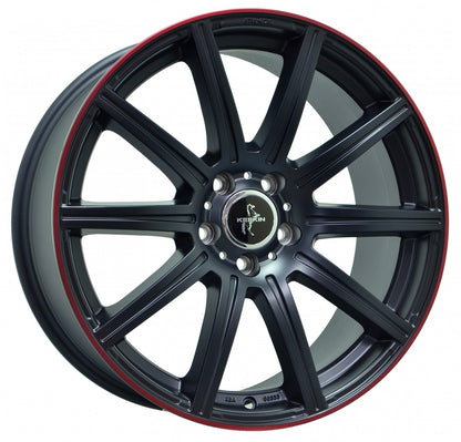Keskin KT16 Dynamic matt black lip red 9.5x19 ET45 - LK5/112 ML66.6