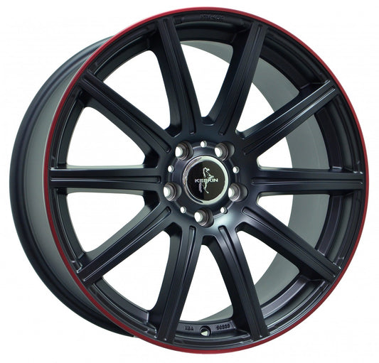 Keskin KT16 Dynamic matt black lip red 9.5x19 ET45 - LK5/112 ML66.6
