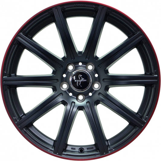 Keskin KT16 Dynamic matt black lip red Alufelge 9.5x19 Zoll ET45 LK 5x112 ML66.6