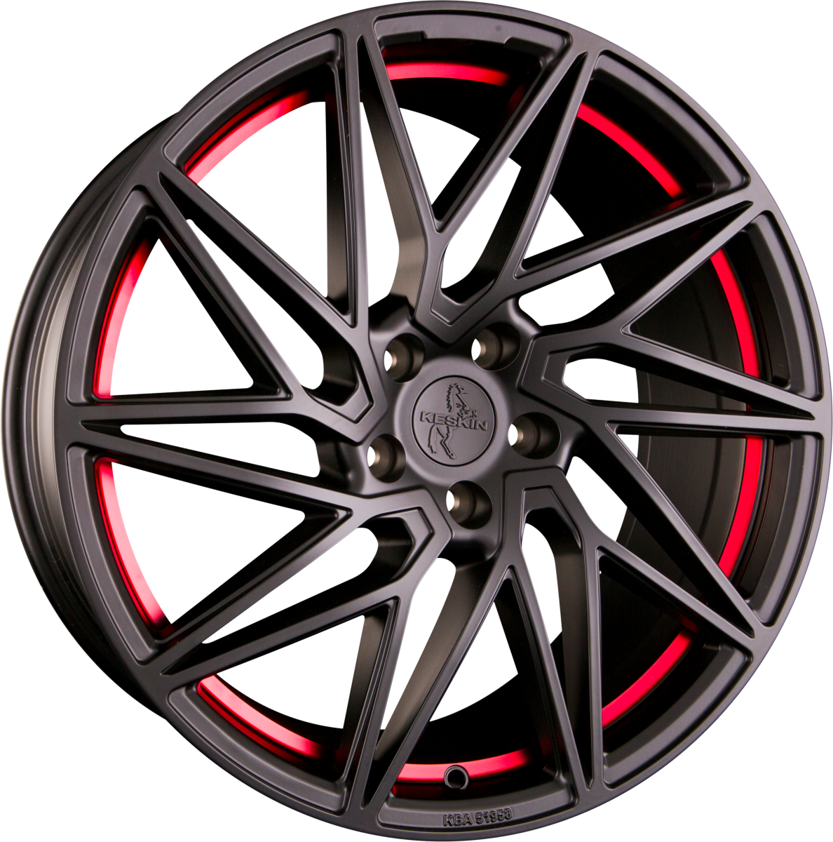 Keskin KT20 Future matt black red inside Alufelge 8.5x19 Zoll ET45 LK 5x112 ML72.6 – Bild 4