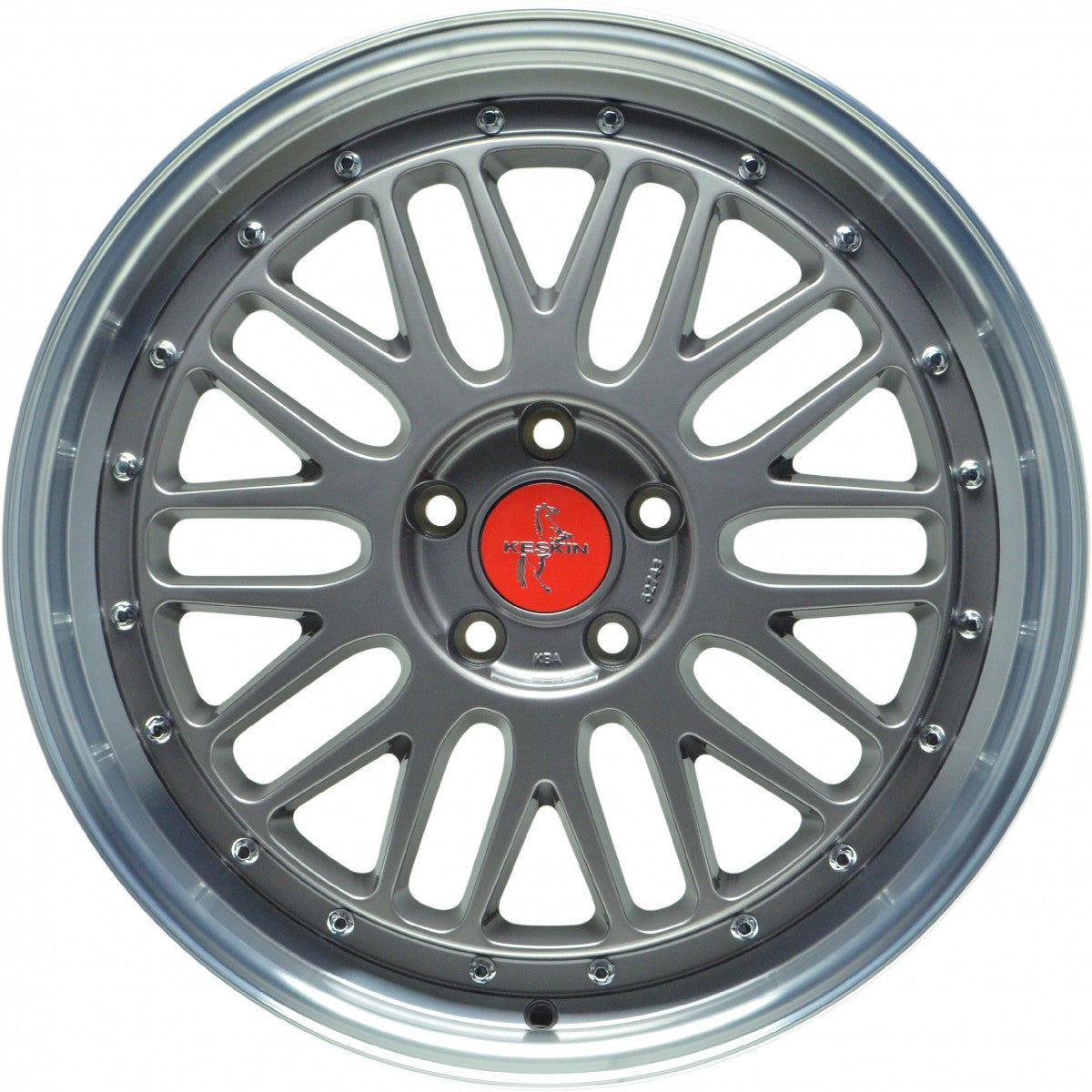 Keskin KT22 Retro titan grey lip polish 8.5x19 ET30 - LK5/112 ML72.6
