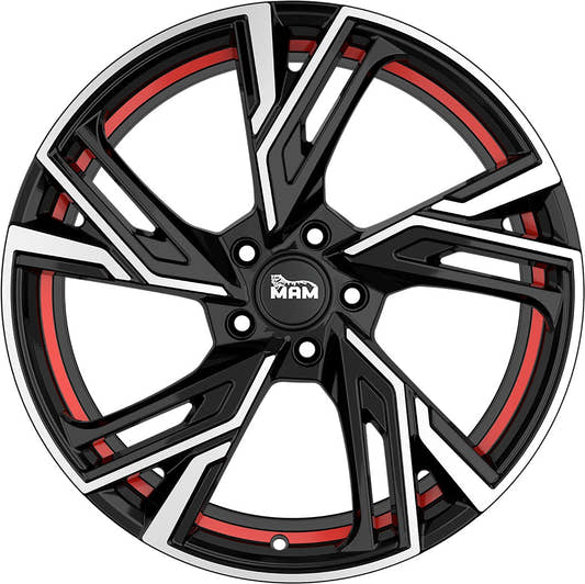 MAM RS5 black front polish red inside 7x16 ET35 - LK5/120 ML72.6