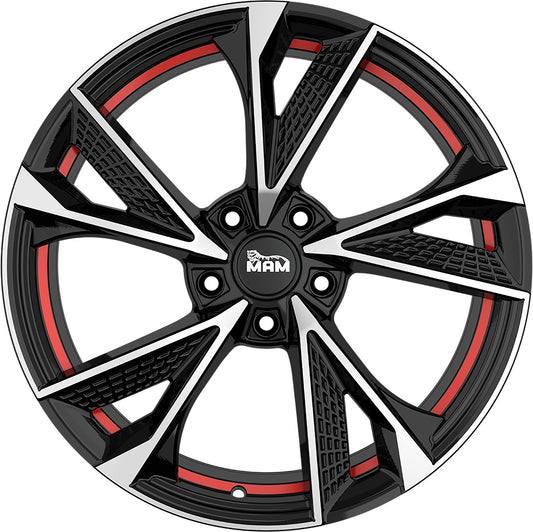 MAM RS6 black front polish red inside 7x16 ET38 - LK5/108 ML72.6