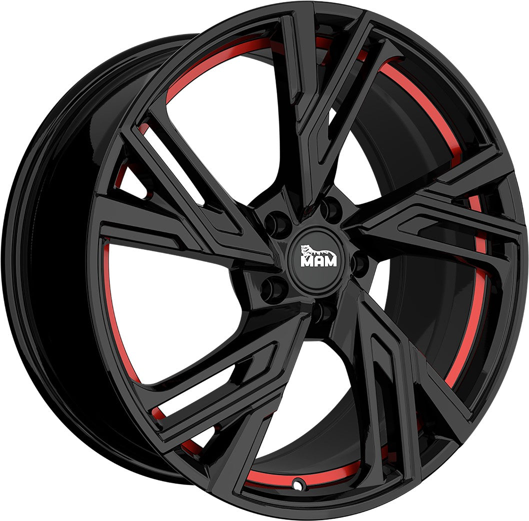 MAM RS5 black painted red inside Alufelge 7.5x17 Zoll ET45 LK 5x108 ML72.6