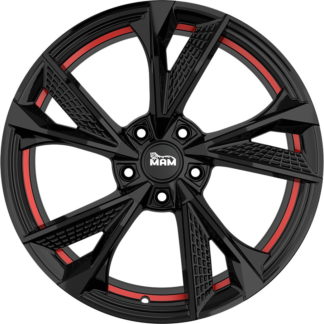 MAM RS6 black painted red inside Alufelge 7.5x17 Zoll ET35 LK 5x100 ML63.4 – Bild 2