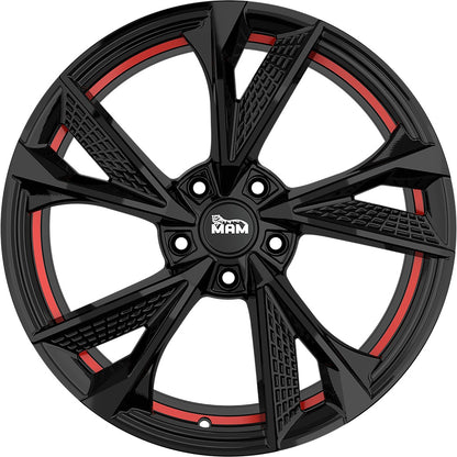 MAM RS6 black painted red inside Alufelge 7.5x17 Zoll ET35 LK 5x100 ML63.4 – Bild 2