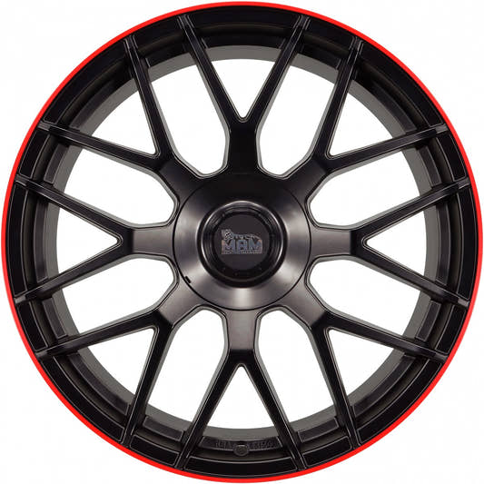MAM GT1 matt black lip red 8x18 ET45 - LK5/100 ML66.6