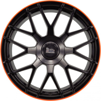 MAM GT1 matt black lip orange 9.5x19 ET42 - LK5/112 ML66.6