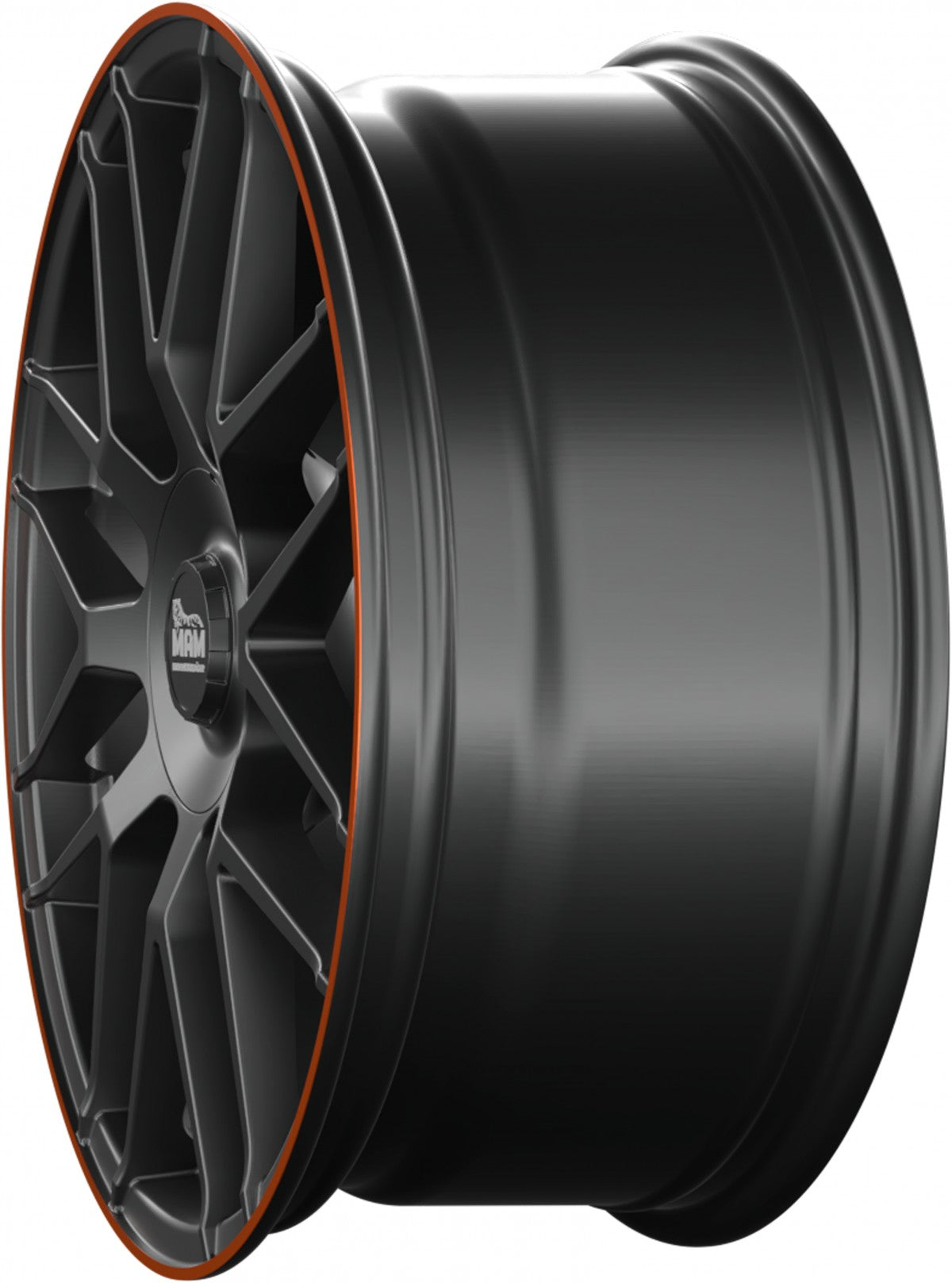 MAM GT1 matt black lip orange 9.5x19 ET42 - LK5/112 ML66.6