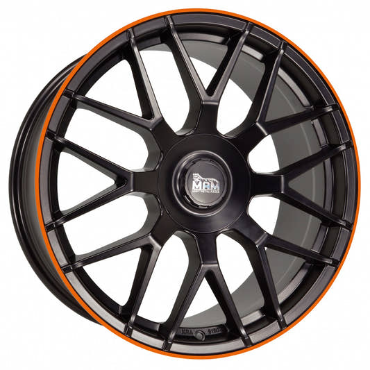 MAM GT1 matt black lip orange Alufelge 9.5x19 Zoll ET30 LK 5x112 ML66.6