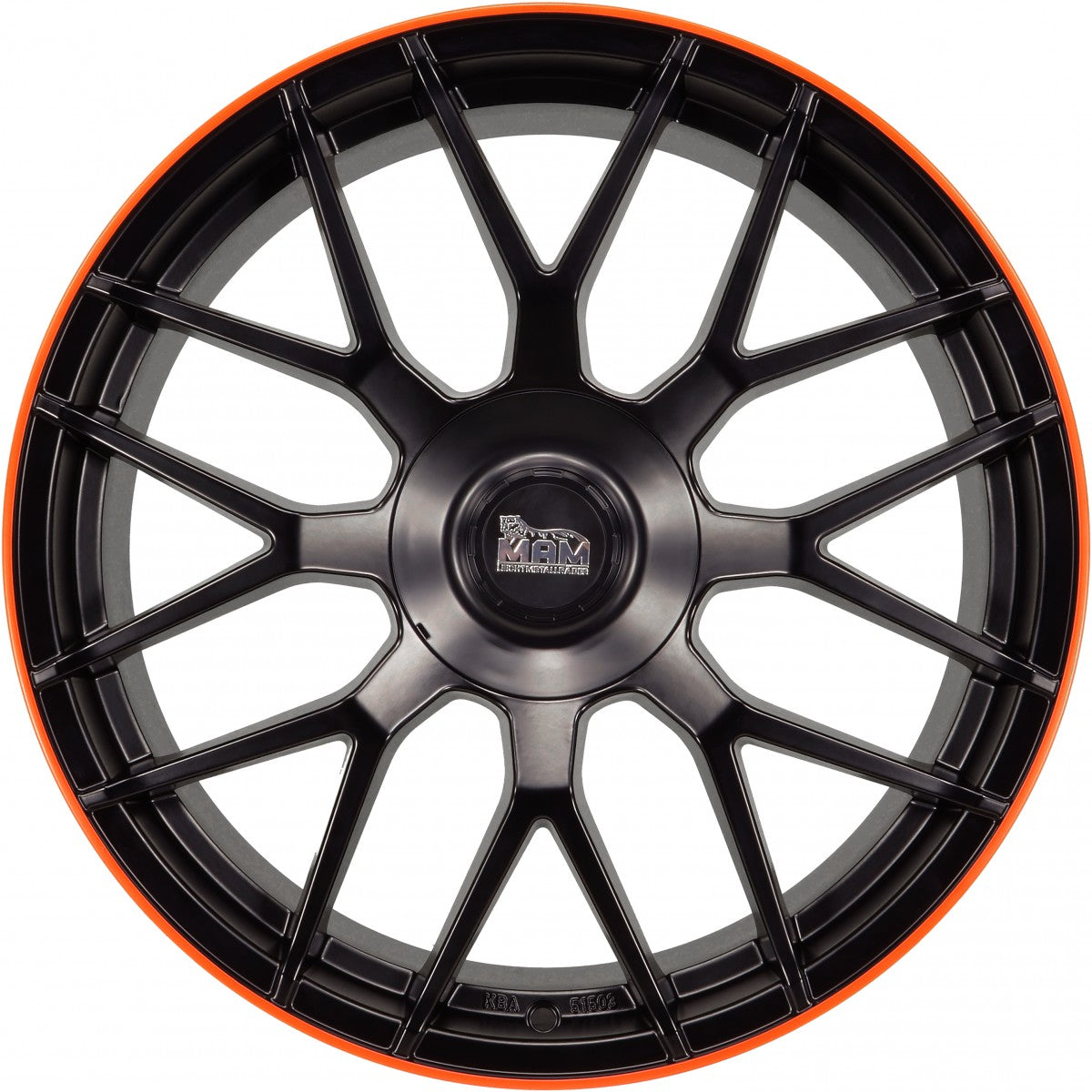 MAM GT1 matt black lip orange 9.5x19 ET30 - LK5/112 ML66.6