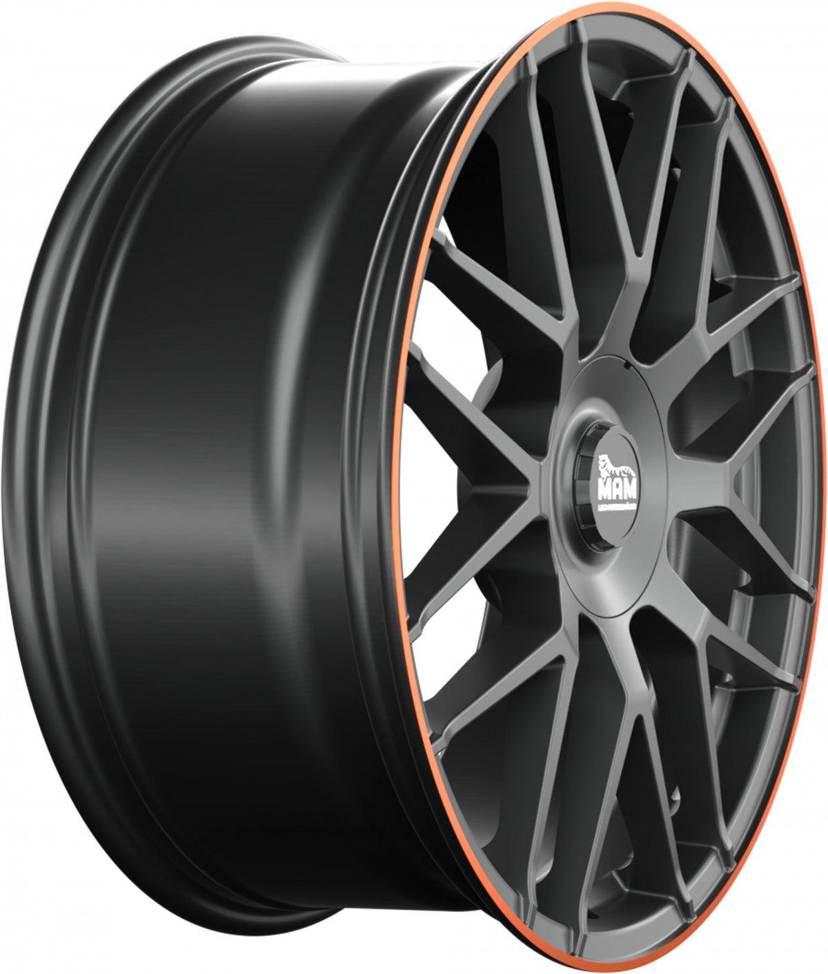 MAM GT1 matt black lip orange 9.5x19 ET30 - LK5/112 ML66.6
