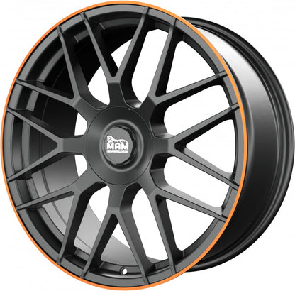 MAM GT1 matt black lip orange 9.5x19 ET30 - LK5/112 ML66.6
