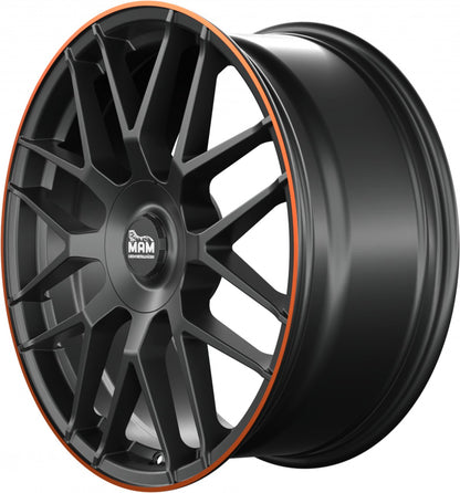 MAM GT1 matt black lip orange 9.5x19 ET30 - LK5/112 ML66.6