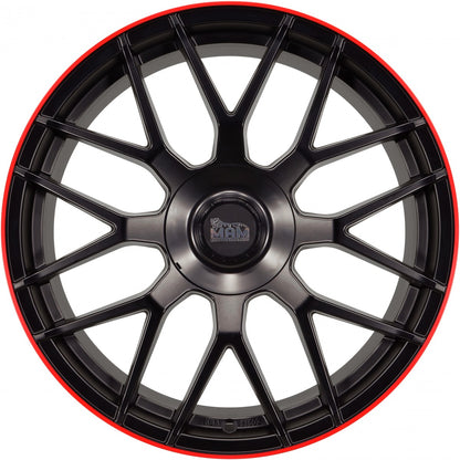 MAM GT1 matt black lip red 8.5x19 ET45 - LK5/100 ML66.6 – Bild 2