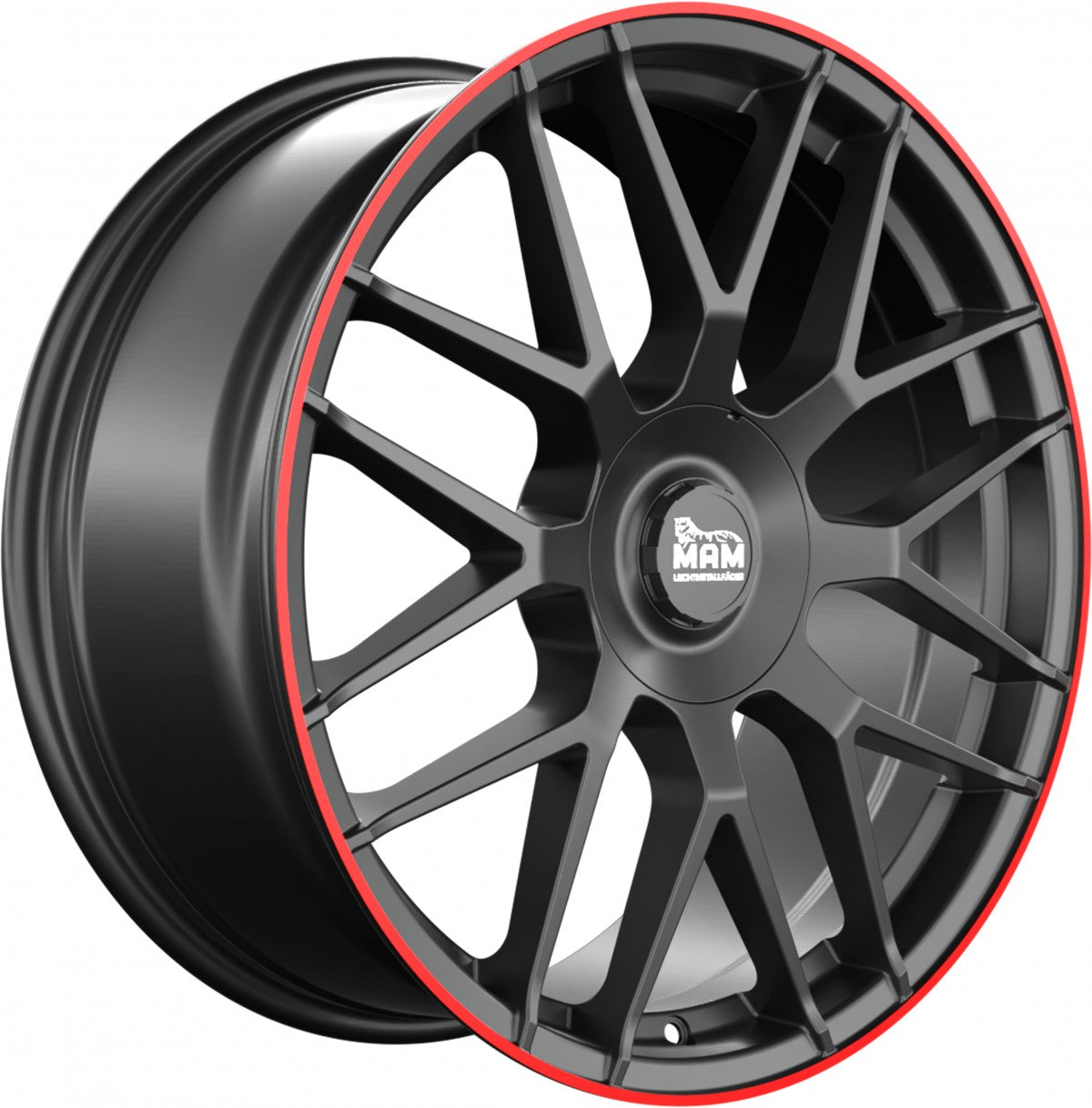 MAM GT1 matt black lip red 8.5x19 ET45 - LK5/100 ML66.6 – Bild 3