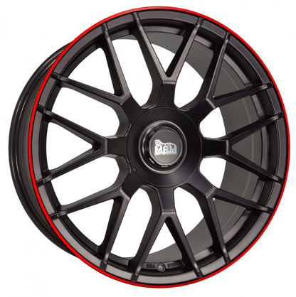 MAM GT1 matt black lip red 8x18 ET45 - LK5/100 ML66.6