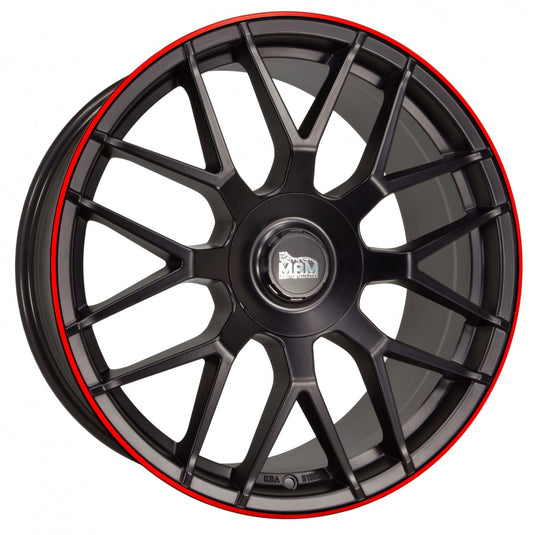 MAM GT1 matt black lip red 8x18 ET45 - LK5/100 ML66.6