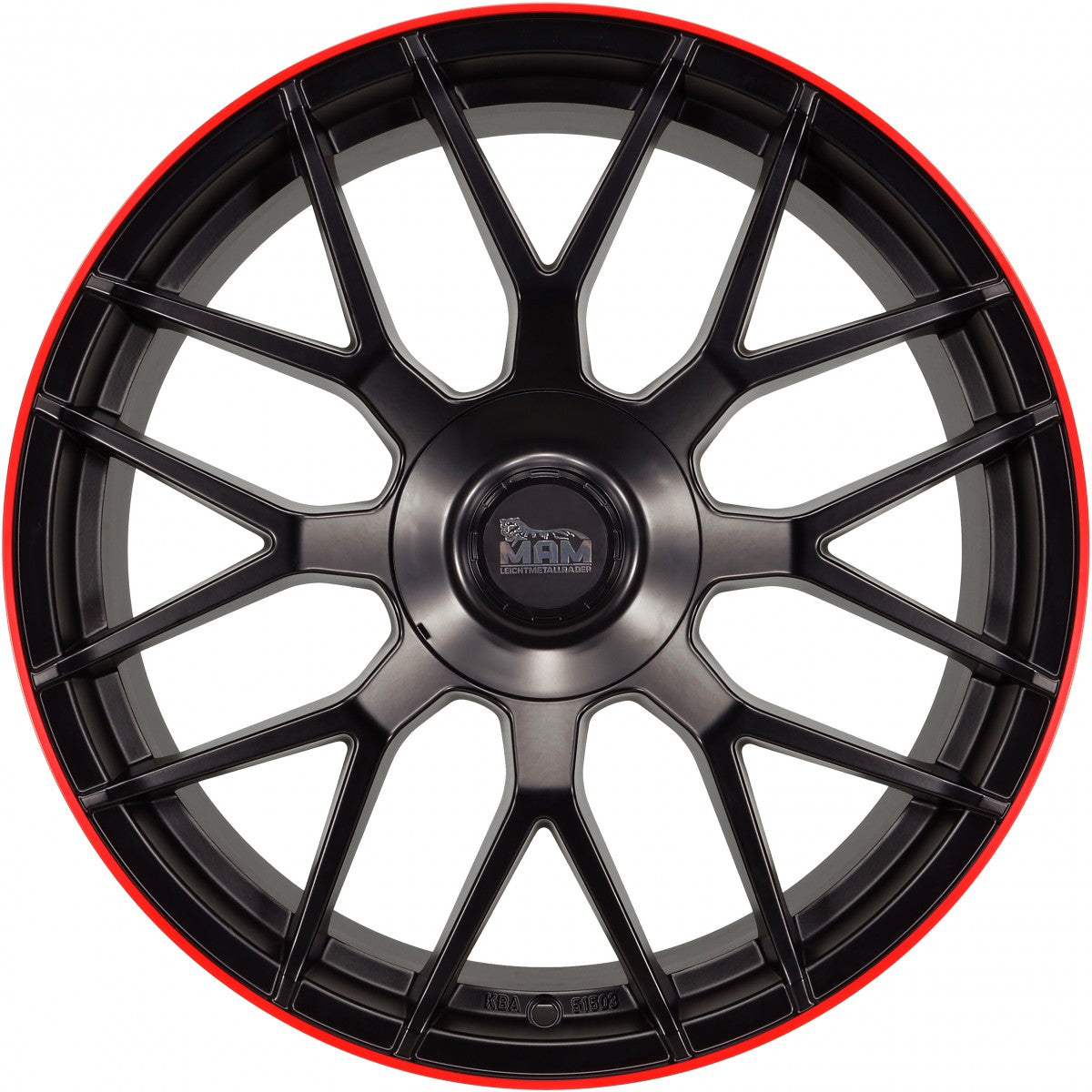 MAM GT1 matt black lip red 8x18 ET45 - LK5/100 ML66.6