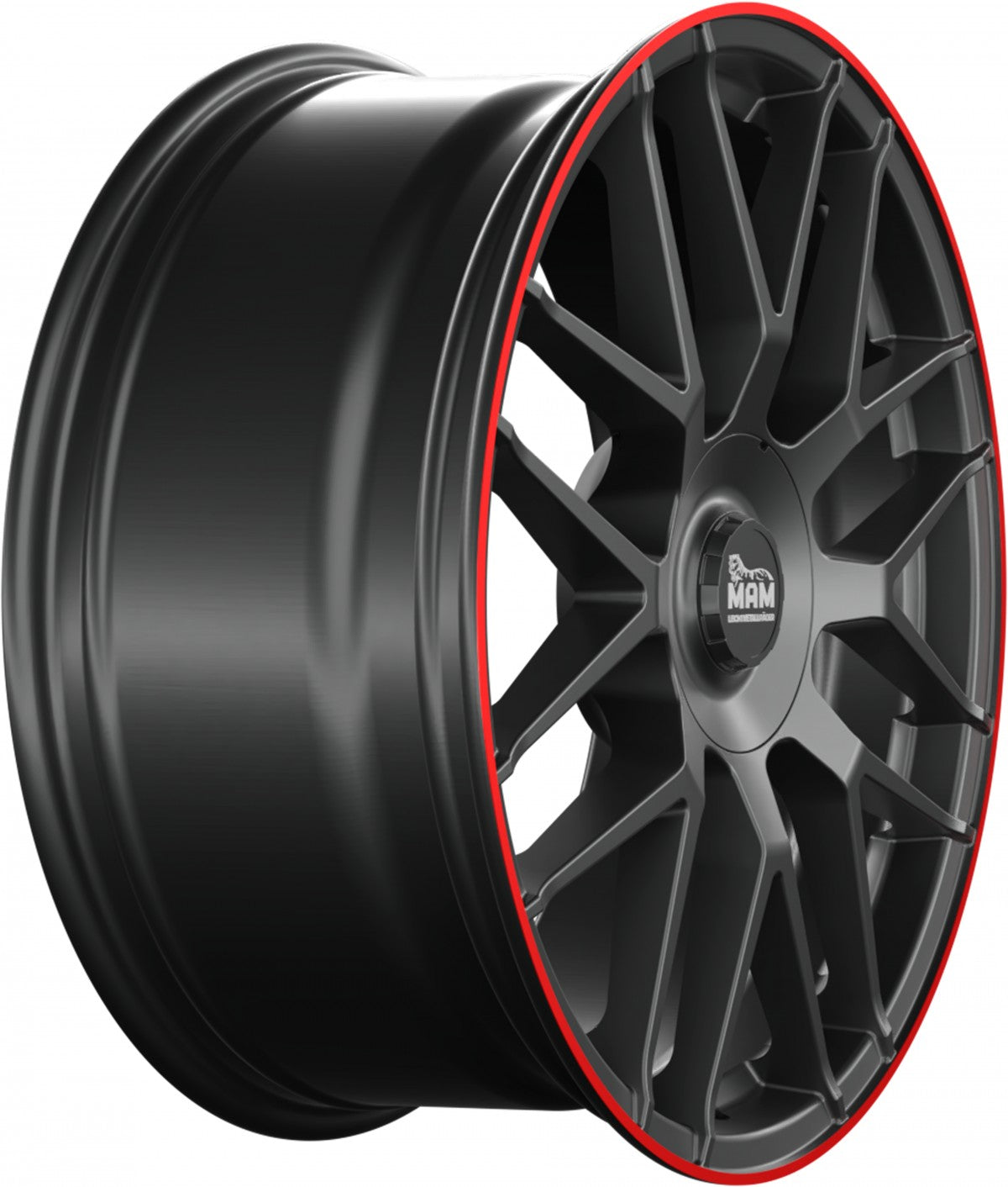MAM GT1 matt black lip red 8x18 ET45 - LK5/100 ML66.6