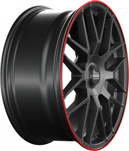 MAM GT1 matt black lip red 8x18 ET45 - LK5/100 ML66.6