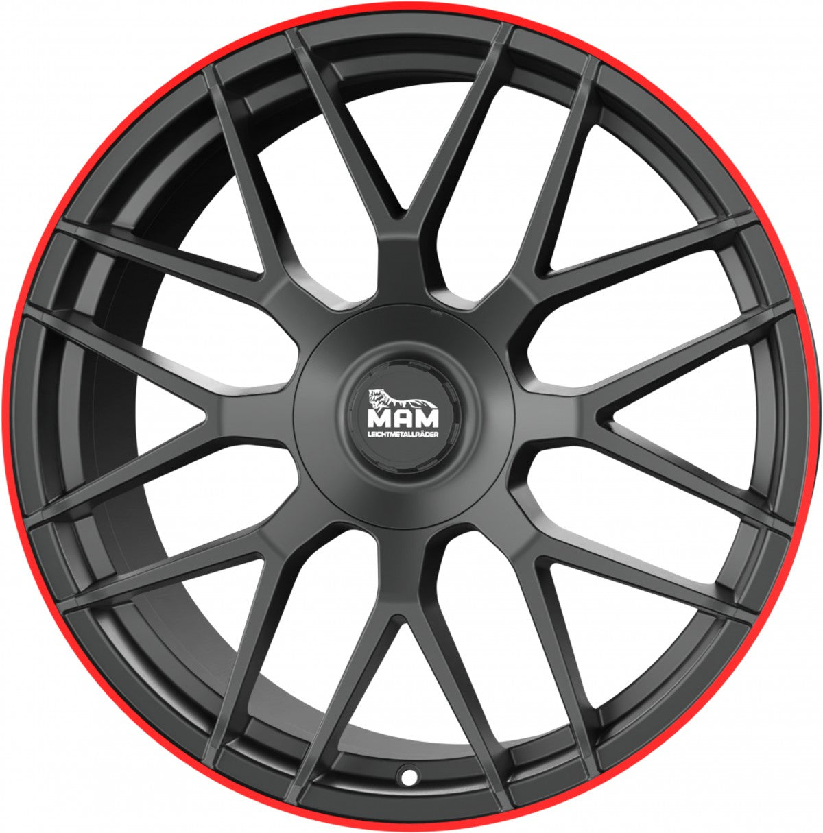 MAM GT1 matt black lip red 8x18 ET45 - LK5/100 ML66.6