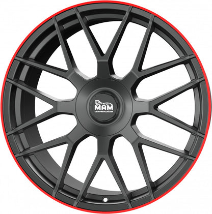 MAM GT1 matt black lip red 8x18 ET45 - LK5/100 ML66.6