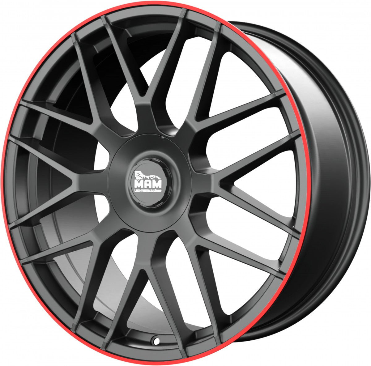 MAM GT1 matt black lip red 8x18 ET45 - LK5/100 ML66.6