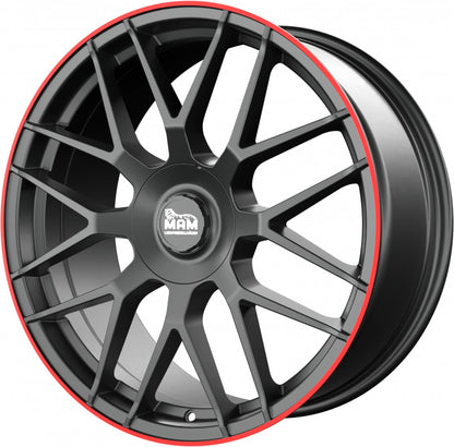 MAM GT1 matt black lip red 8x18 ET45 - LK5/100 ML66.6