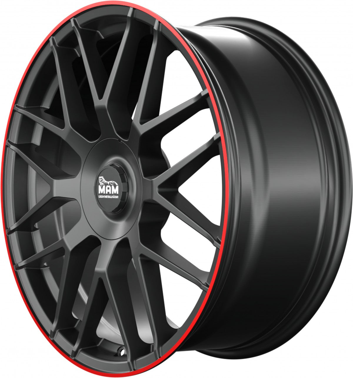 MAM GT1 matt black lip red 8x18 ET45 - LK5/100 ML66.6