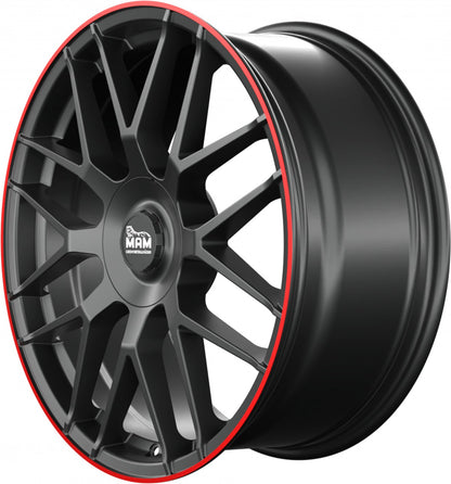 MAM GT1 matt black lip red 8x18 ET45 - LK5/100 ML66.6