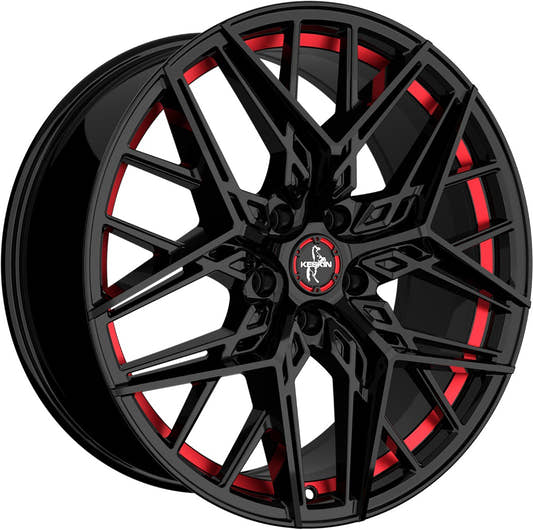 Keskin KT25 Pearl black painted red inside Alufelge 8.5x20 Zoll ET30 LK 5x112 ML66.6