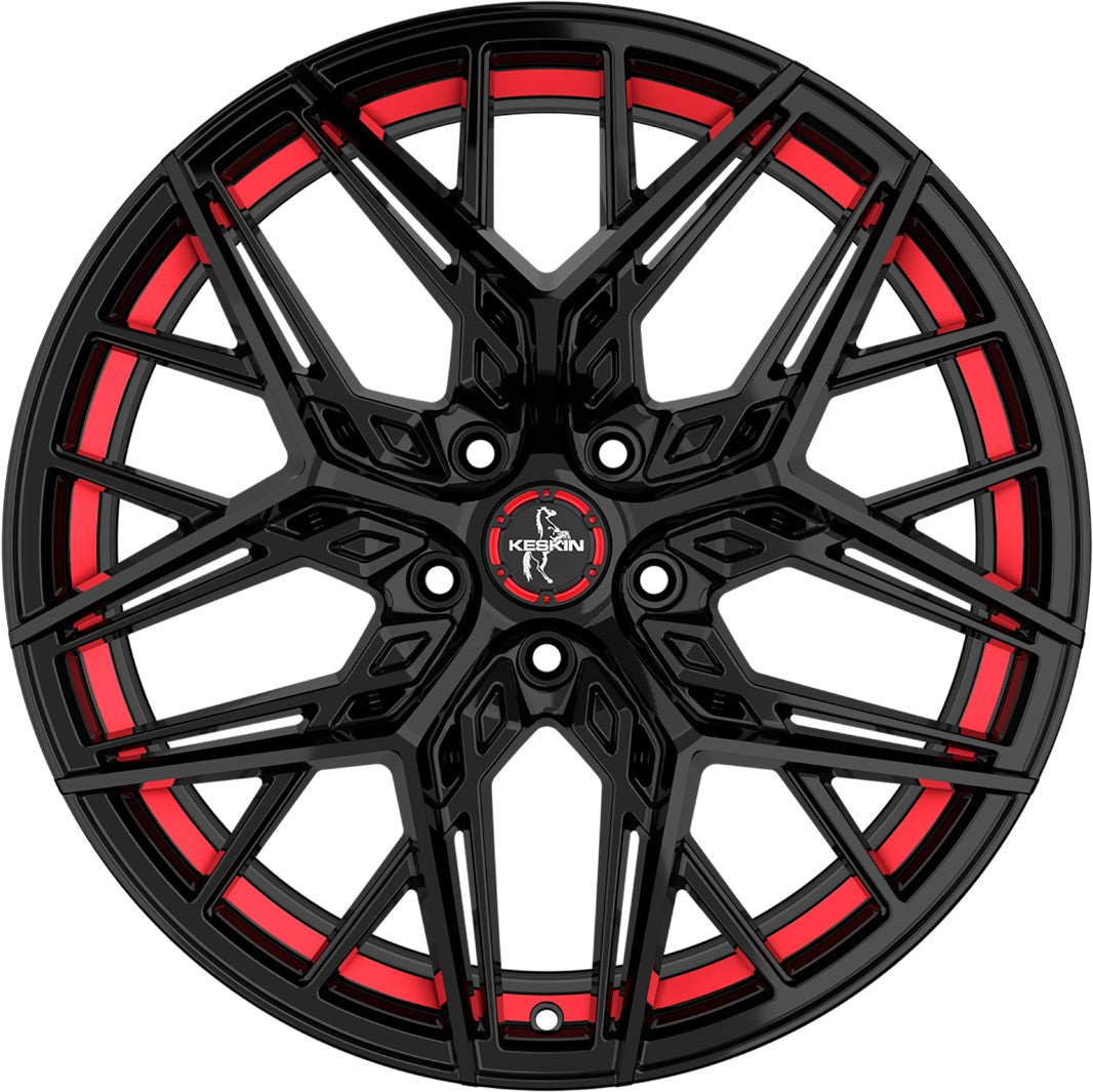 Keskin KT25 Pearl black painted red inside 8.5x20 ET30 - LK5/112 ML66.6