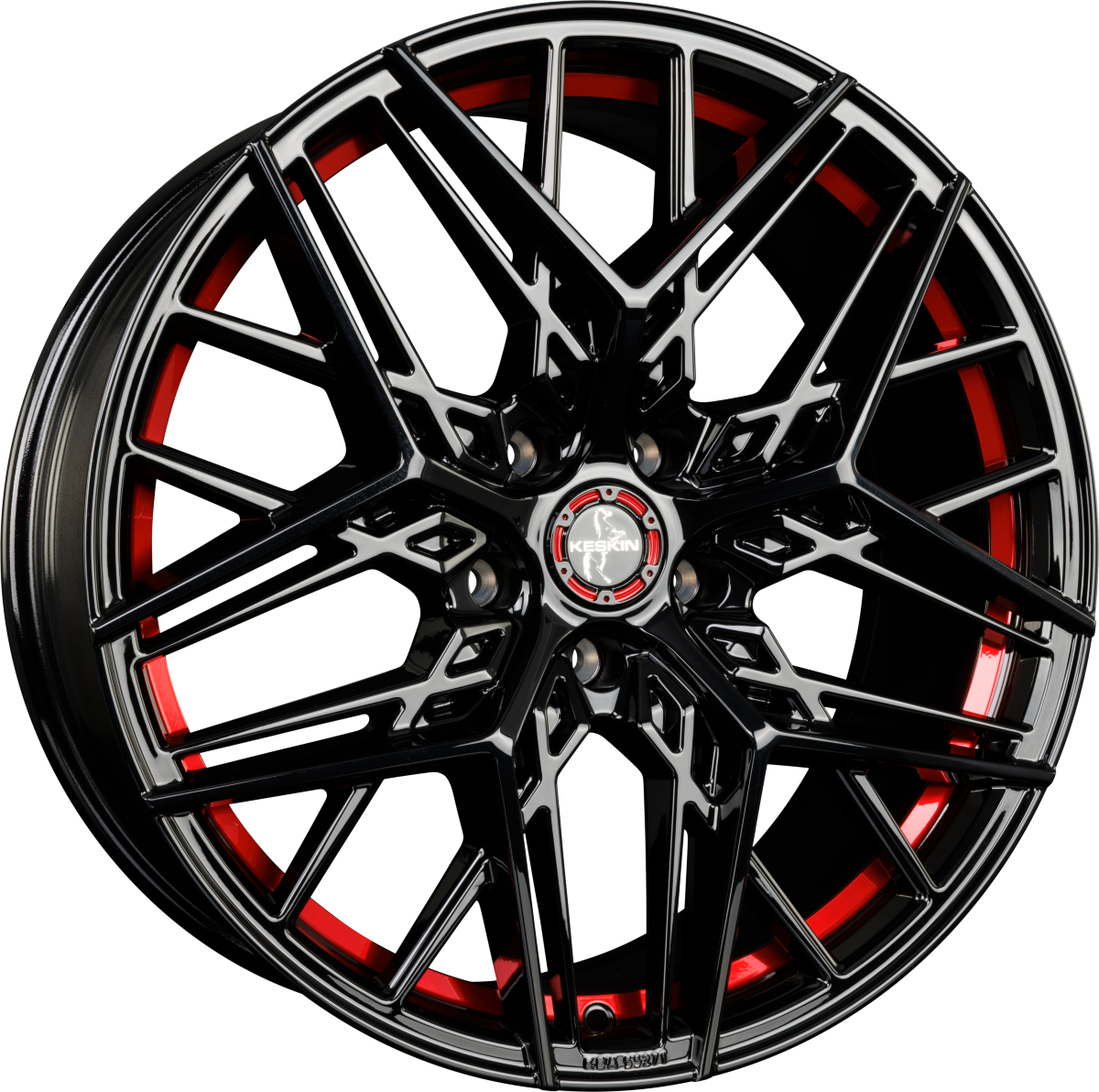 Keskin KT25 Pearl black painted red inside Alufelge 8.5x20 Zoll ET40 LK 5x108 ML72.6 – Bild 3