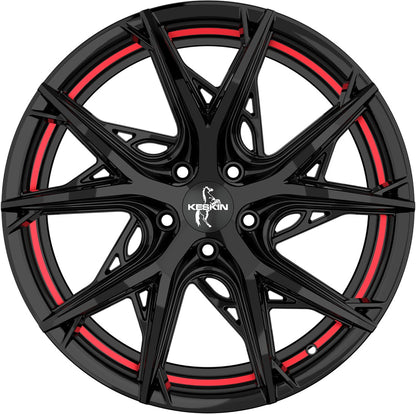 Keskin KT24C Thunder black painted red inside Alufelge 8.5x19 Zoll ET35 LK 5x120 ML72.6 – Bild 2