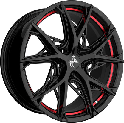 Keskin KT24C Thunder black painted red inside Alufelge 8.5x19 Zoll ET35 LK 5x114.3 ML72.6