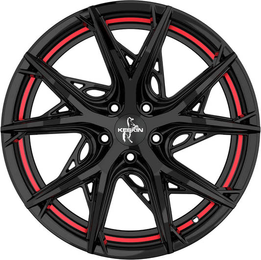 Keskin KT24 Thunder black painted red inside Alufelge 8.5x19 Zoll ET45 LK 5x114.3 ML72.6 – Bild 2
