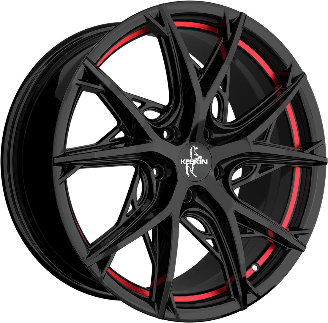 Keskin KT24 Thunder black painted red inside Alufelge 8.5x19 Zoll ET30 LK 5x112 ML66.6