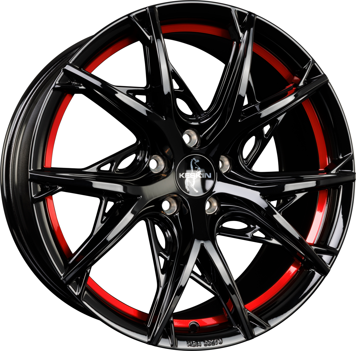 Keskin KT24 Thunder black painted red inside Alufelge 8.5x19 Zoll ET40 LK 5x108 ML72.6 – Bild 4
