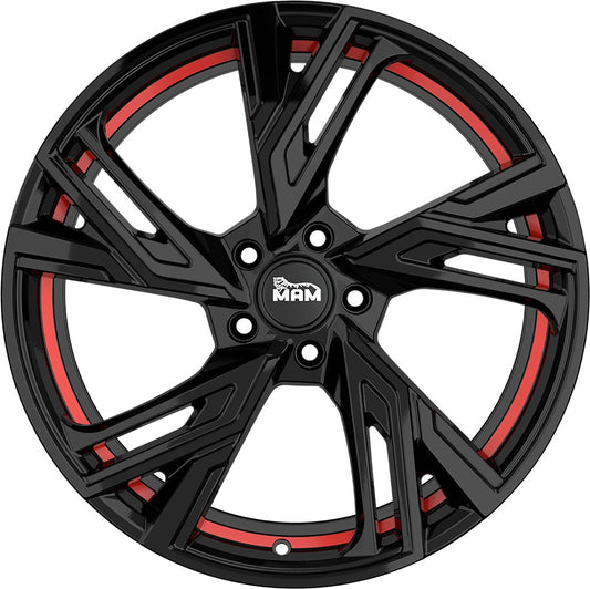 MAM RS5 black painted red inside 8.5x19 ET30 - LK5/112 ML72.6