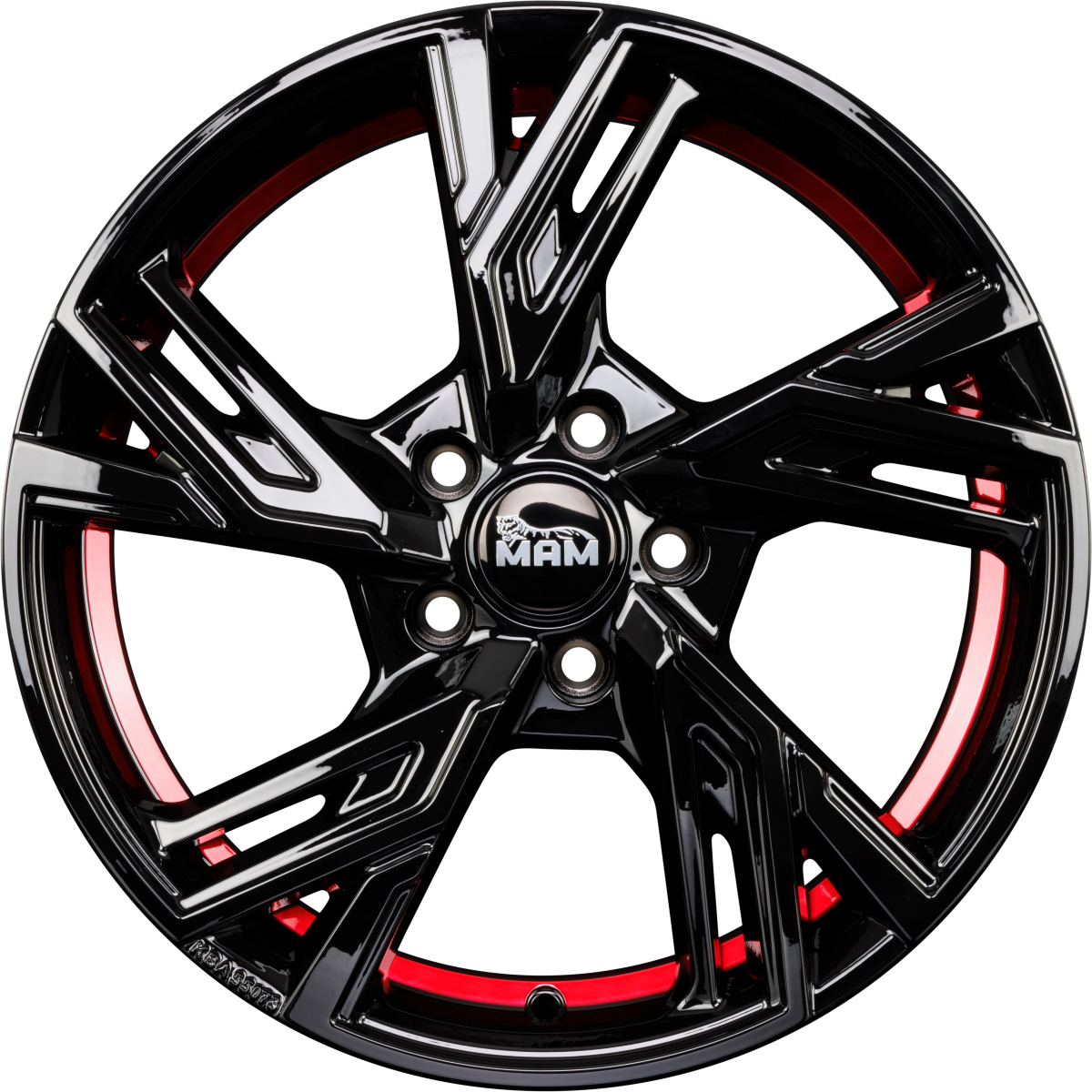 MAM RS5 black painted red inside Alufelge 8x18 Zoll ET45 LK 5x114.3 ML72.6 – Bild 3